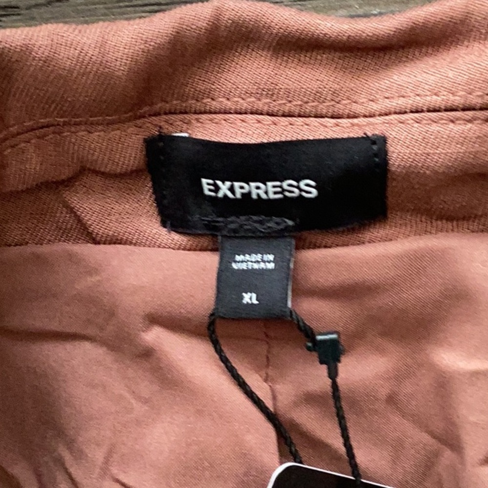 Express NWT Linen Blend Boyfriend Blazer Cinched One Button Size XL - Picture 6 of 7